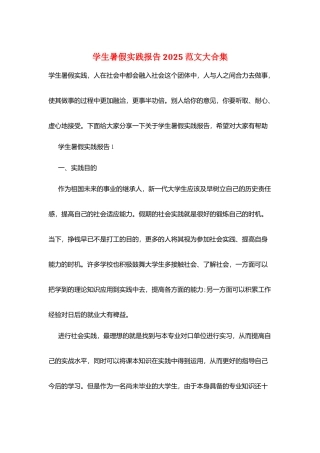 学生暑假实践报告2025范文大合集