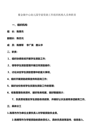 学生资助工作组织机构人员和职责