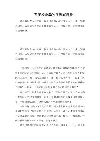 孩子没教养的原因有哪些