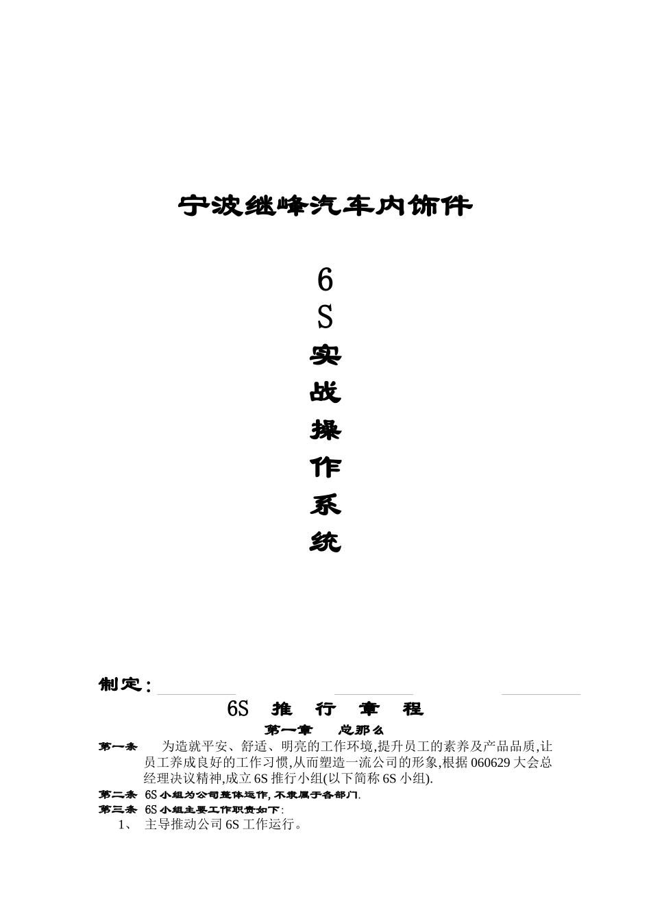 宁波XX汽车内饰件有限公司6S实战操作系统_第1页