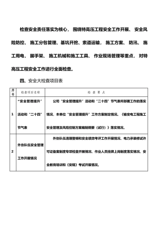 安全大检查项目表