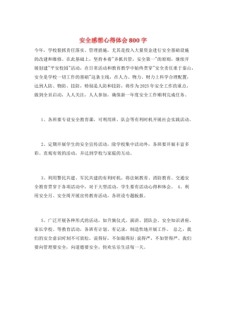 安全感想心得体会800字