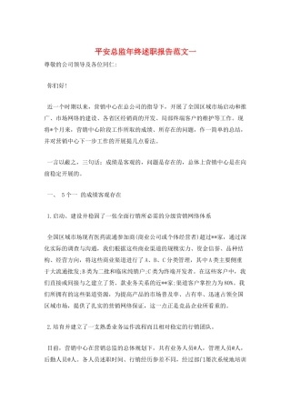 安全总监年终述职报告范文一