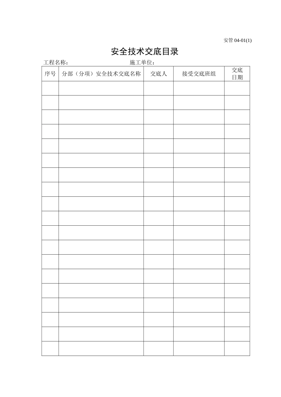 安全技术交底目录_第1页