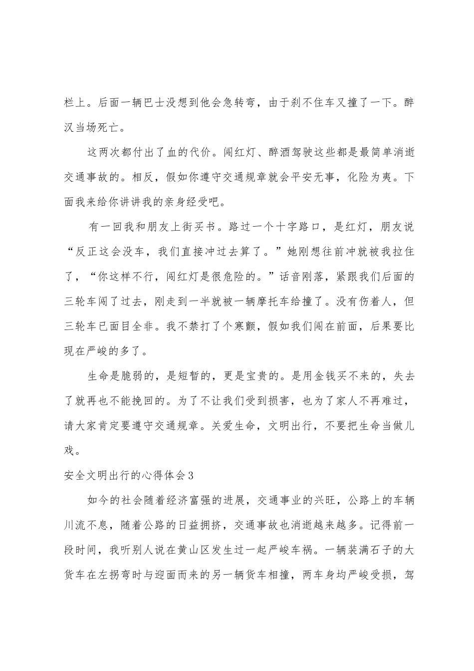 安全文明出行的心得体会_第3页