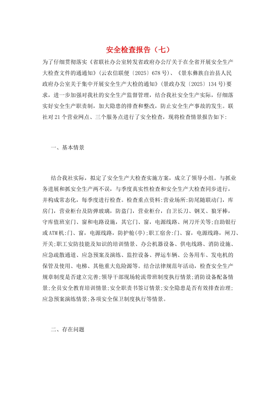 安全检查报告(七)_第1页