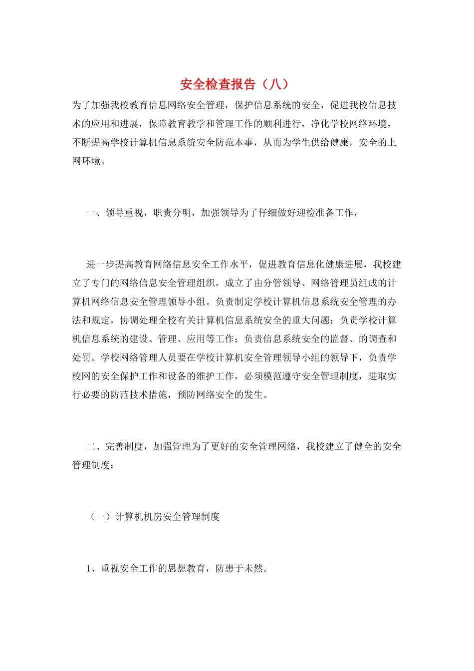 安全检查报告(八)_第1页