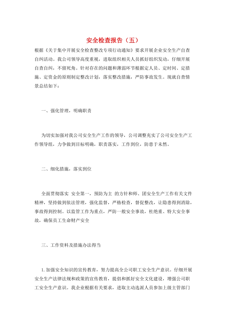 安全检查报告(五)_第1页