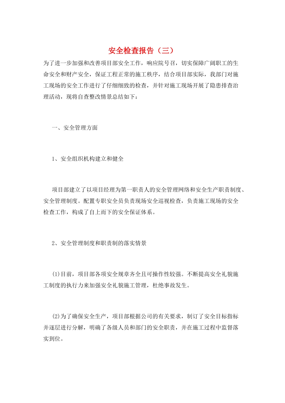 安全检查报告(三)_第1页