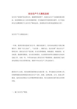 安全生产个人情况总结