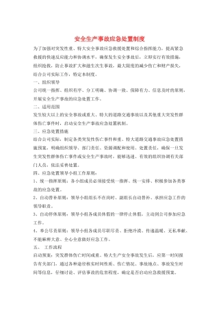 安全生产事故应急处置制度