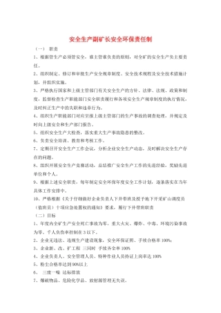 安全生产副矿长安全环保责任制
