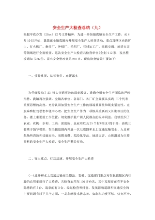 安全生产大检查总结(九)