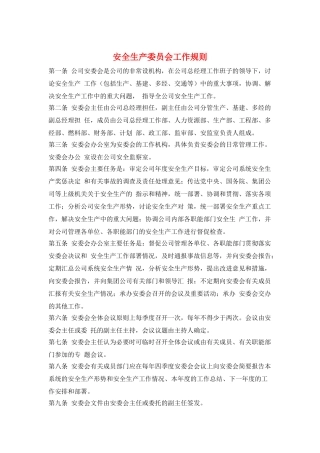 安全生产委员会工作规则