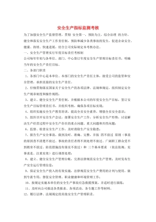安全生产指标监测考核