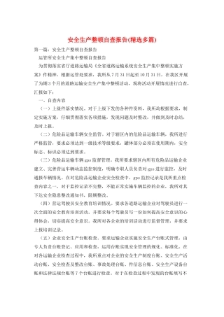 安全生产整顿自查报告