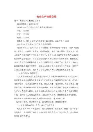 安全生产检查总结