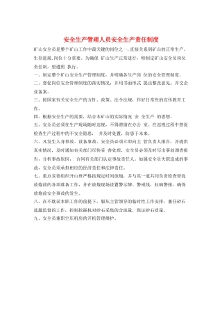 安全生产管理人员安全生产责任制度