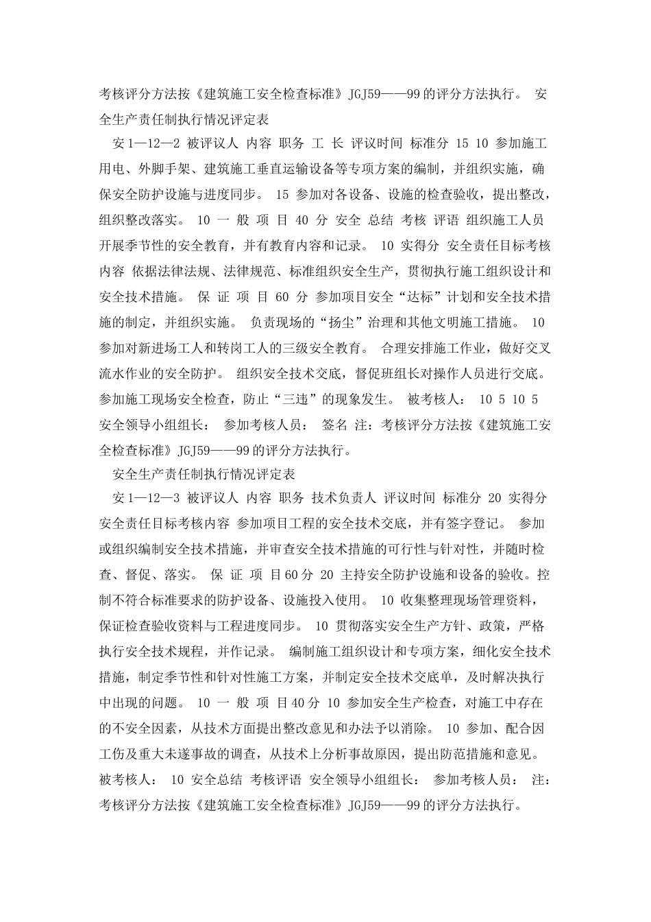安全生产责任制执行情况评定表_第2页