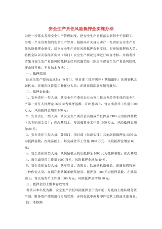 安全生产责任风险抵押金实施办法