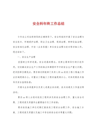 安全科年终工作总结