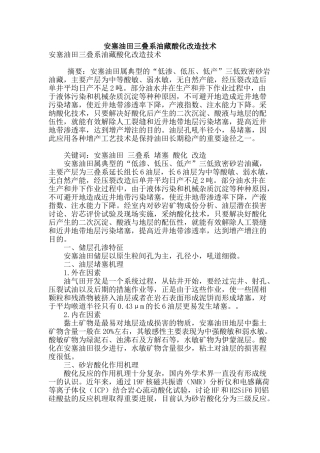 安塞油田三叠系油藏酸化改造技术