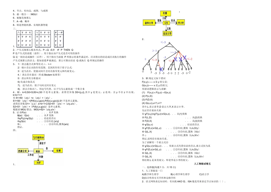 安徽理工大学人工智能导论》试卷库20_第2页