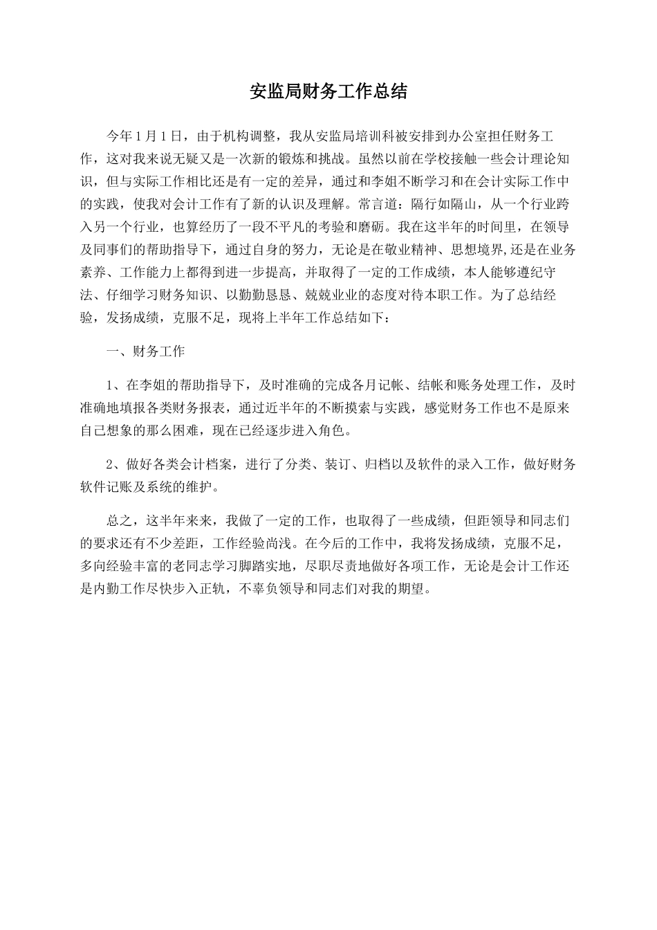 安监局财务工作总结-_第1页