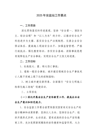安监站工作要点