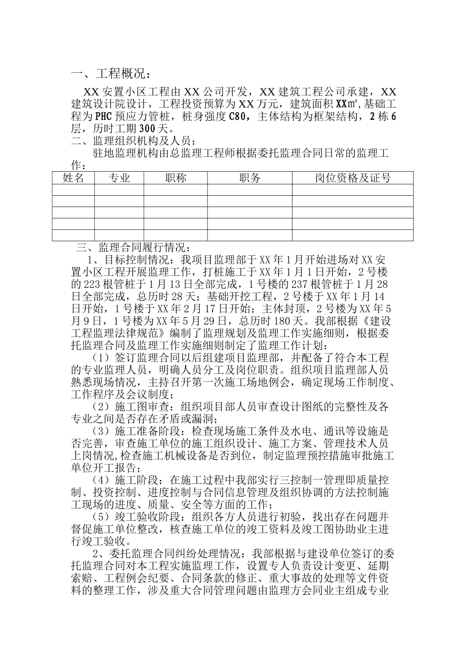 安置小区工程监理工作总结_第2页