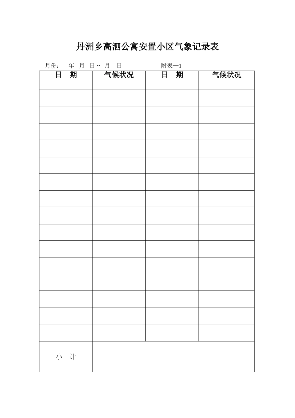 安置小区监理月报表格_第1页