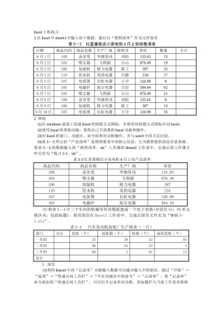 完整word版-Excel2010上机练习