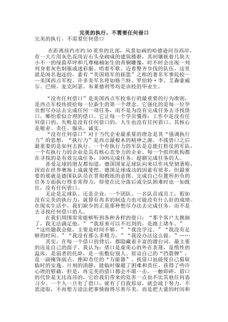 完美的执行-不需要任何借口