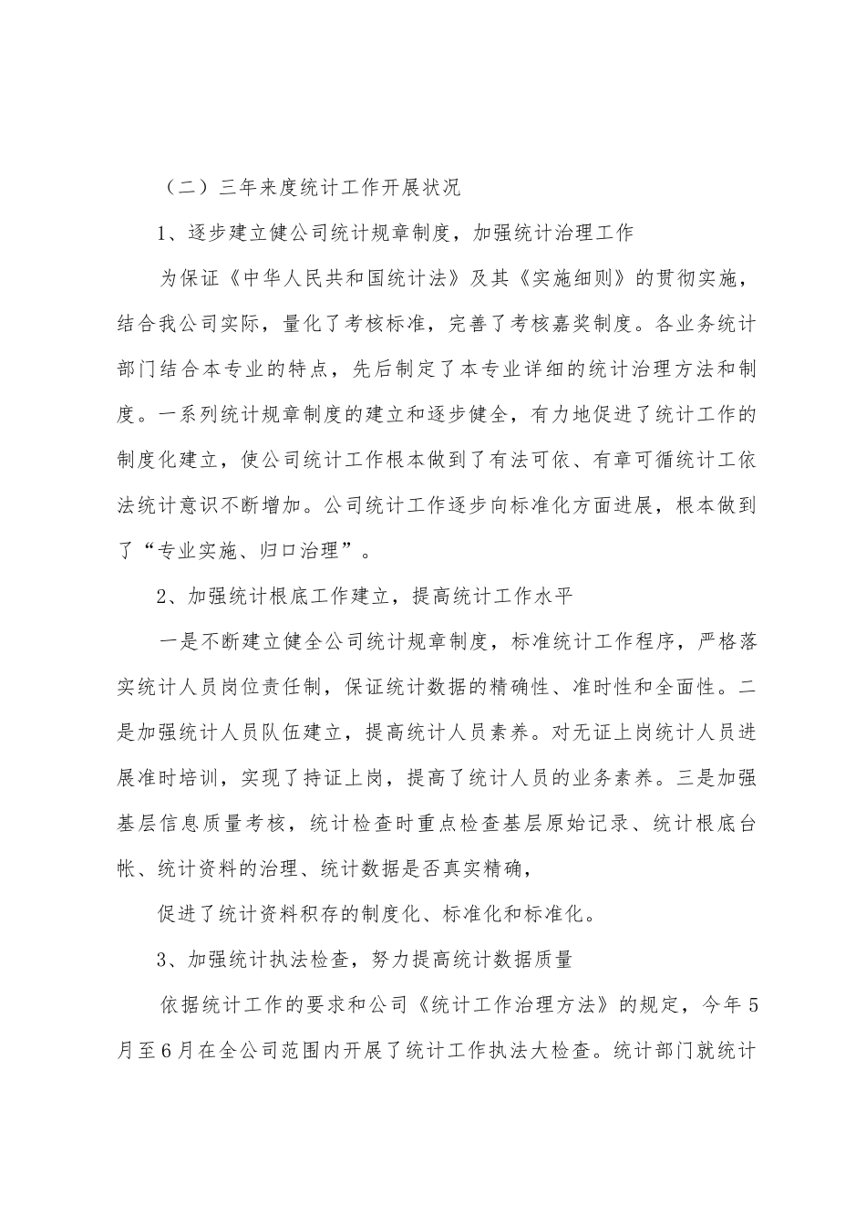 定陶万福食品有限公司统计工作总结_第2页
