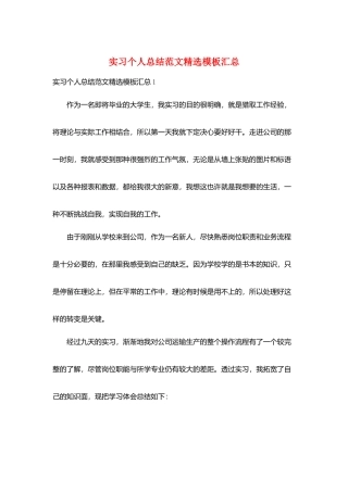 实习个人总结范文精选模板汇总
