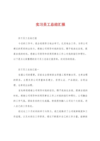 实习员工总结汇报