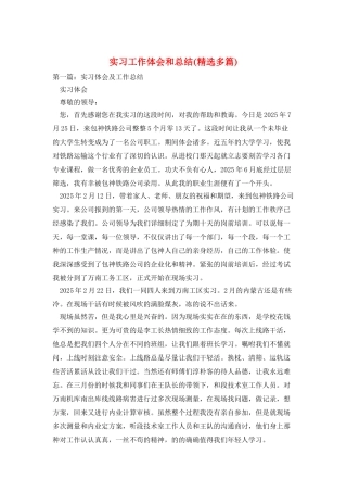实习工作体会和总结