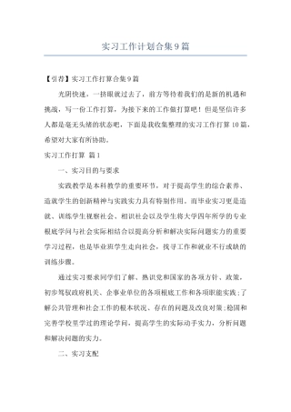 实习工作计划合集9篇