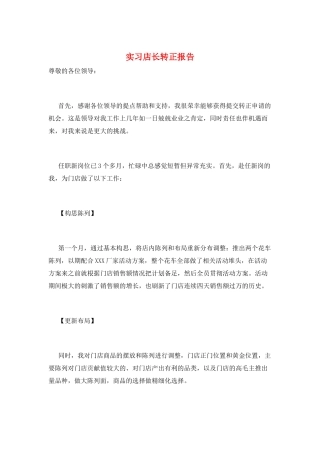 实习店长转正报告