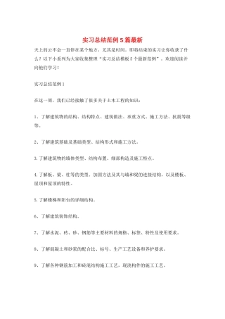 实习总结范例5篇最新