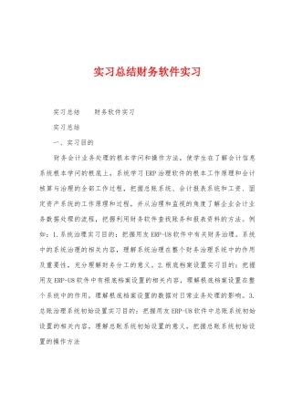实习总结财务软件实习