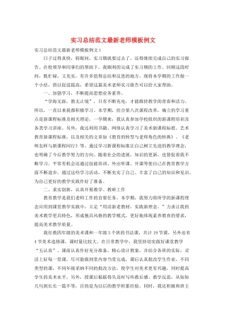 实习总结范文最新教师模板例文