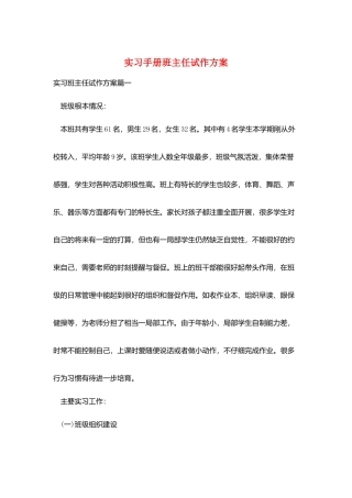 实习手册班主任试作计划