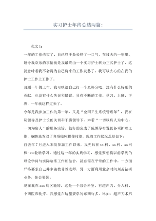 实习护士年终总结两篇-