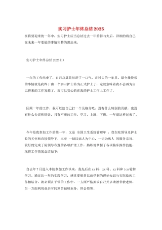 实习护士年终总结2025