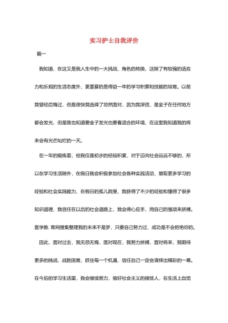 实习护士自我评价