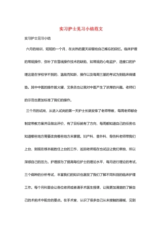 实习护士见习小结范文