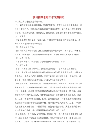 实习指导教师工作计划例文