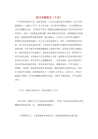 实习月报范文(十五)