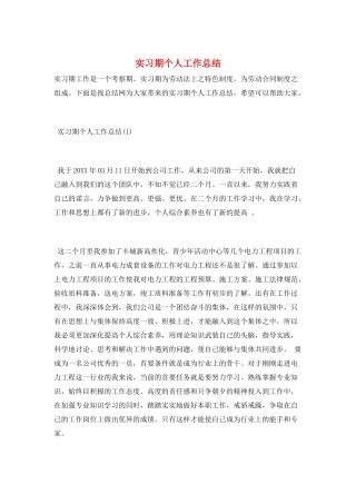 实习期个人工作总结